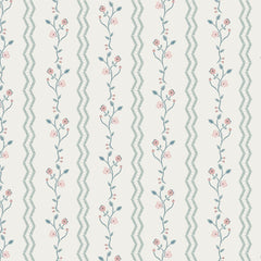 Laura Ashley Blencow Stripe  Wallpaper Dark Duck Egg Blue