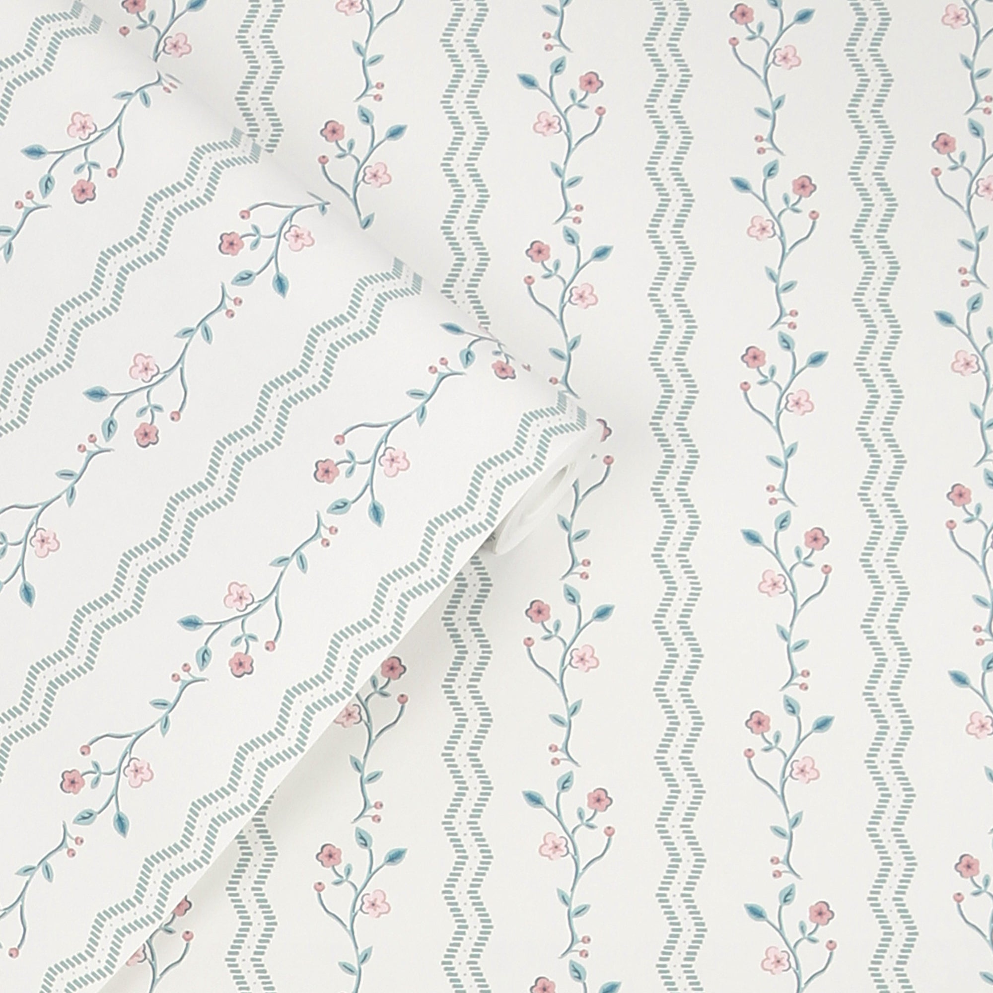 Laura Ashley Blencow Stripe  Wallpaper Dark Duck Egg Blue