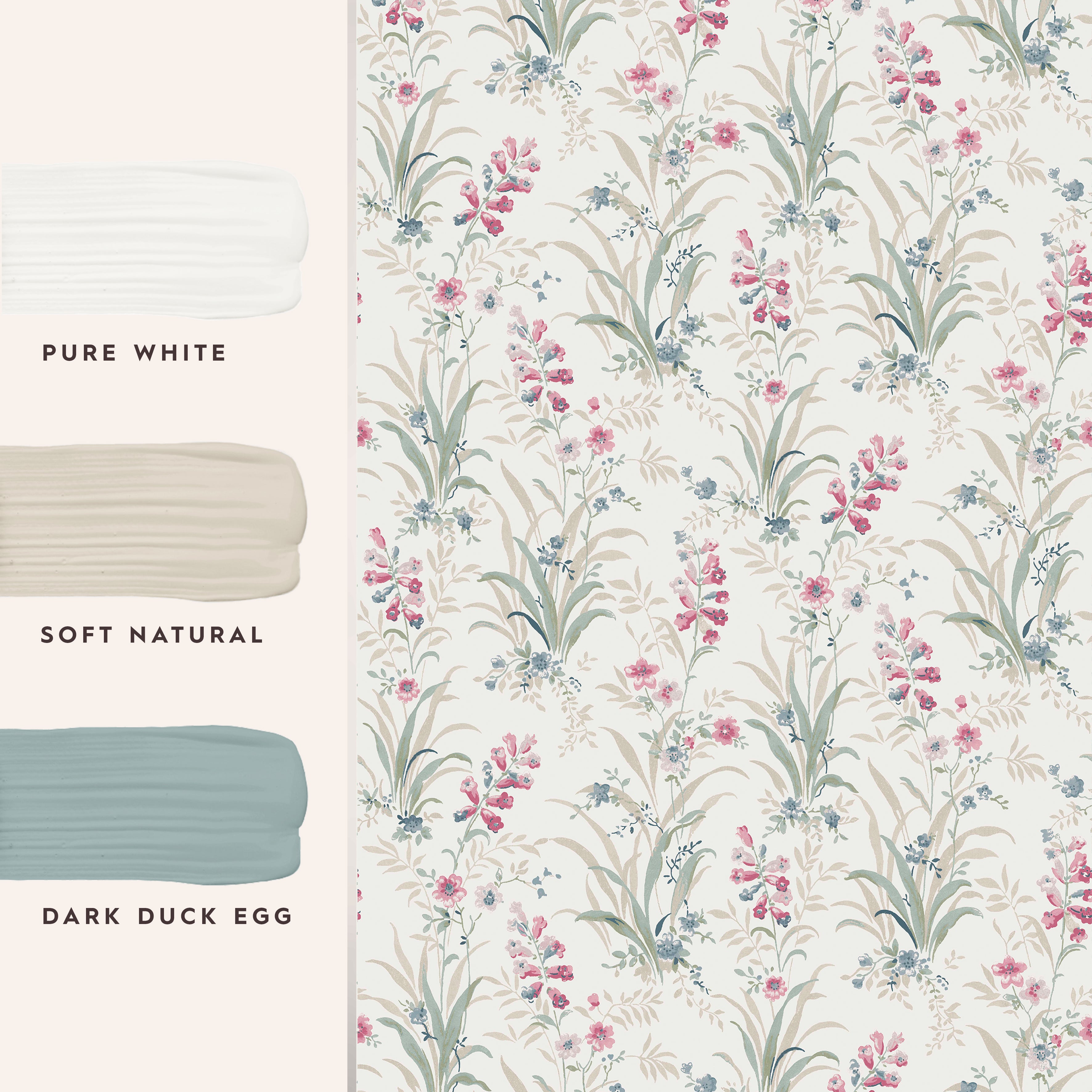 Laura Ashley Mosedale Posy Wallpaper Soft natural