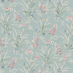 Laura Ashley Mosedale Posy Wallpaper Dark Duck Egg Blue