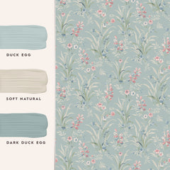 Laura Ashley Mosedale Posy Wallpaper Dark Duck Egg Blue