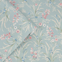 Laura Ashley Mosedale Posy Wallpaper Dark Duck Egg Blue