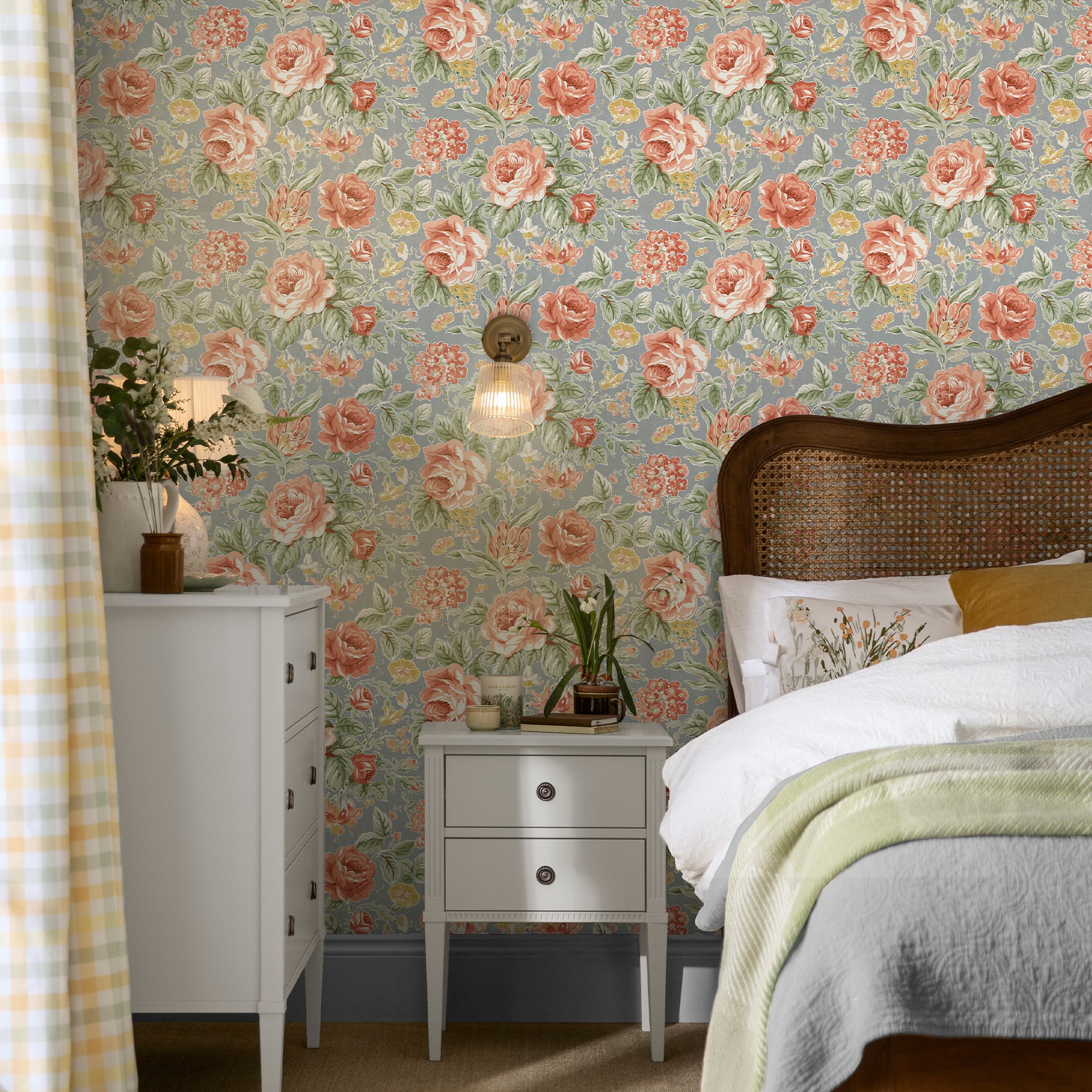 Laura Ashley Wild Roses  Wallpaper Ochre Yellow