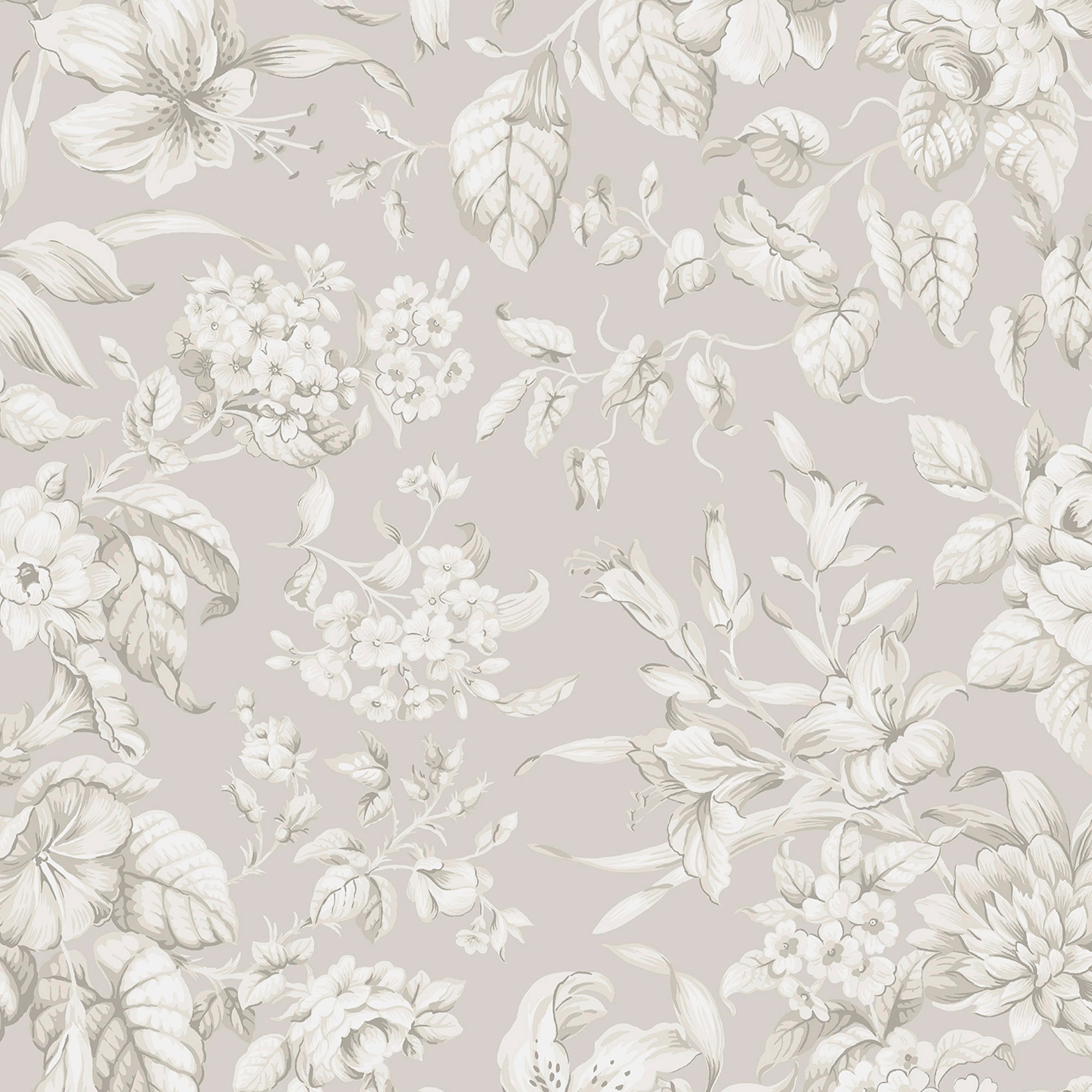 Laura Ashley Heeedd Blooms Wallpaper Dove Grey