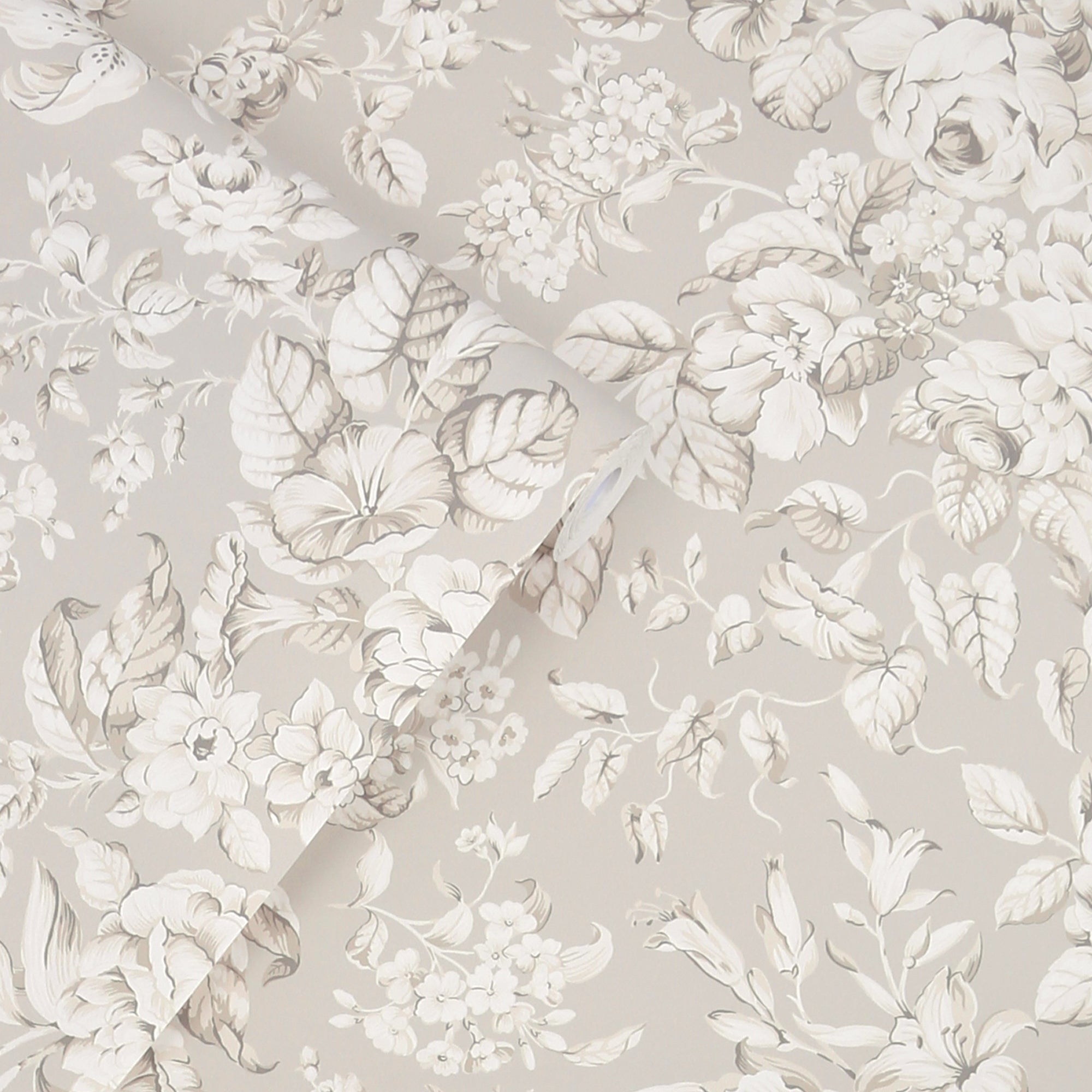 Laura Ashley Heeedd Blooms Wallpaper Dove Grey