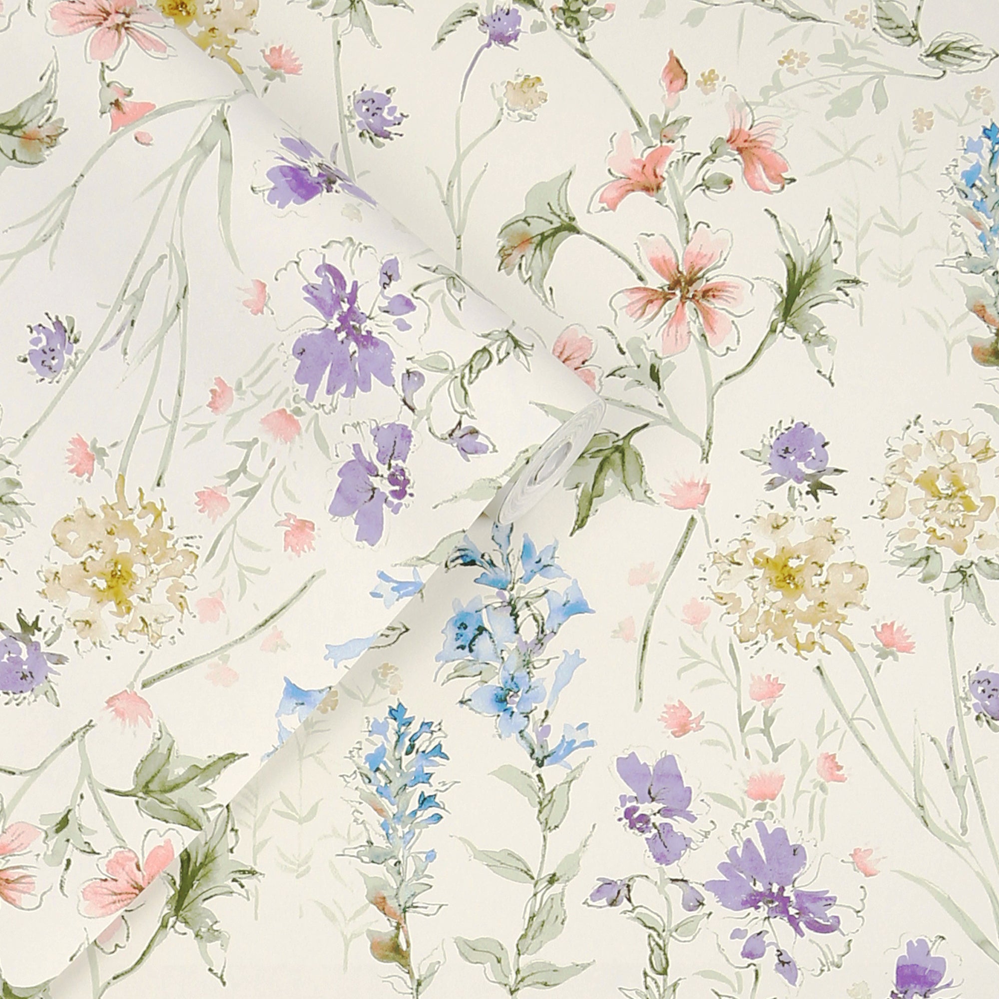 Laura Ashley Wild Meadow Wallpaper Chalk Pink