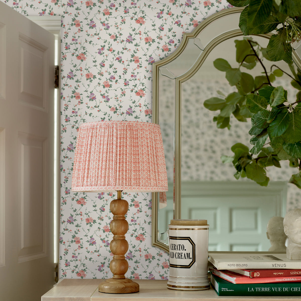 Laura Ashley Priory Wallpaper Coral Pink