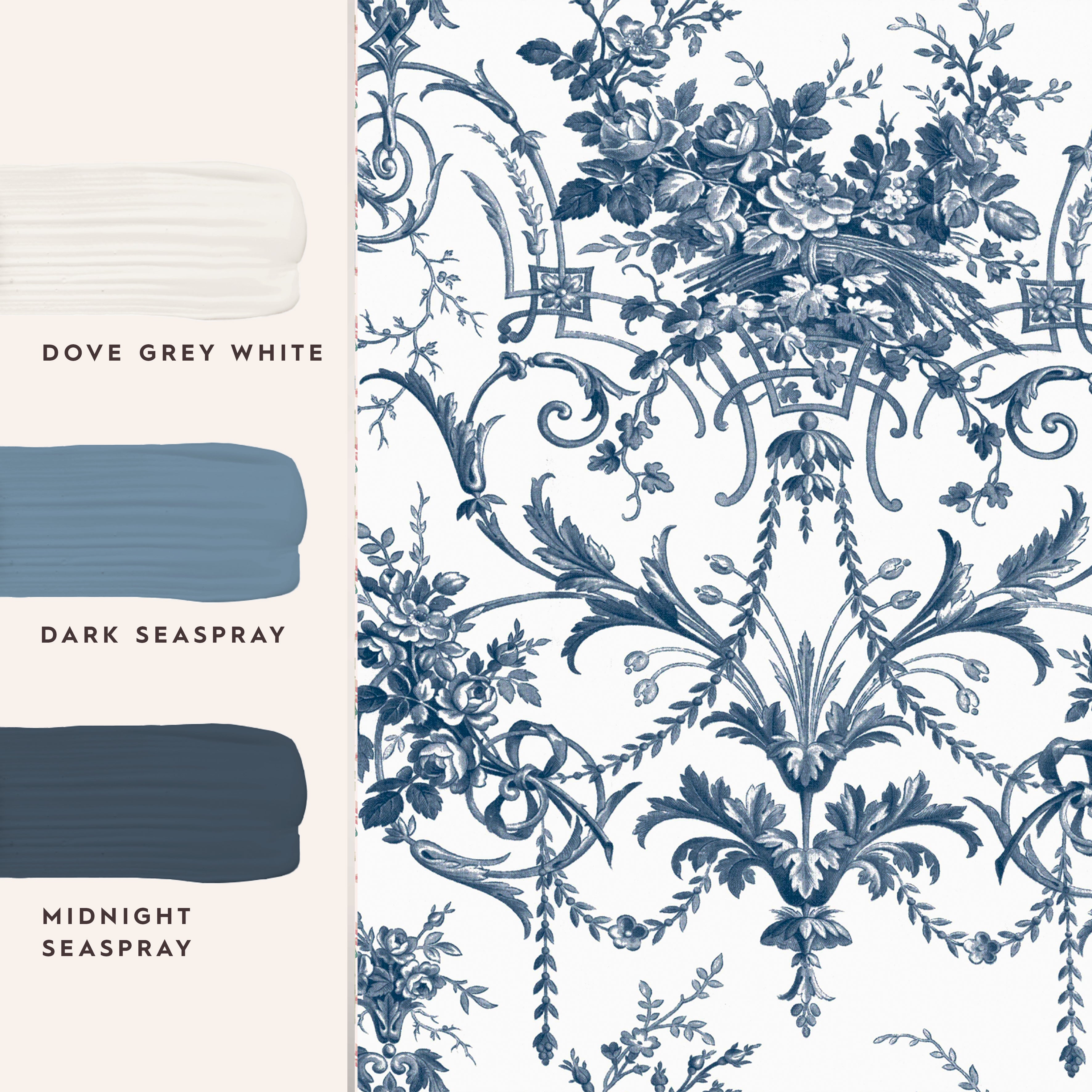 Laura Ashley Tuileries Wallpaper Midnight Blue