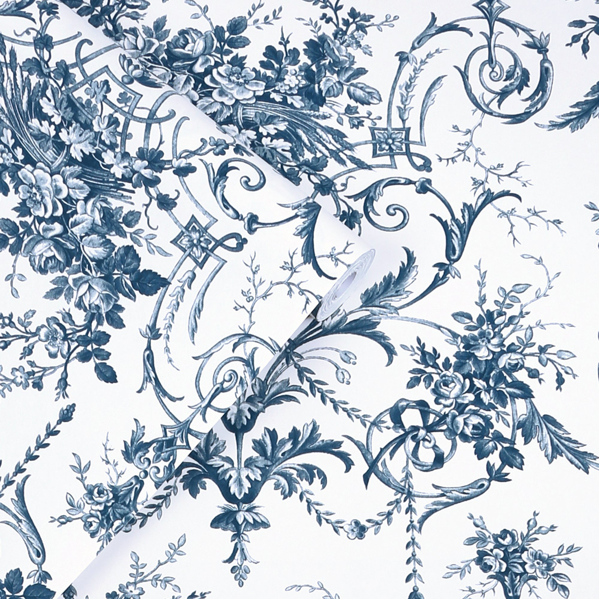 Laura Ashley Tuileries Wallpaper Midnight Blue