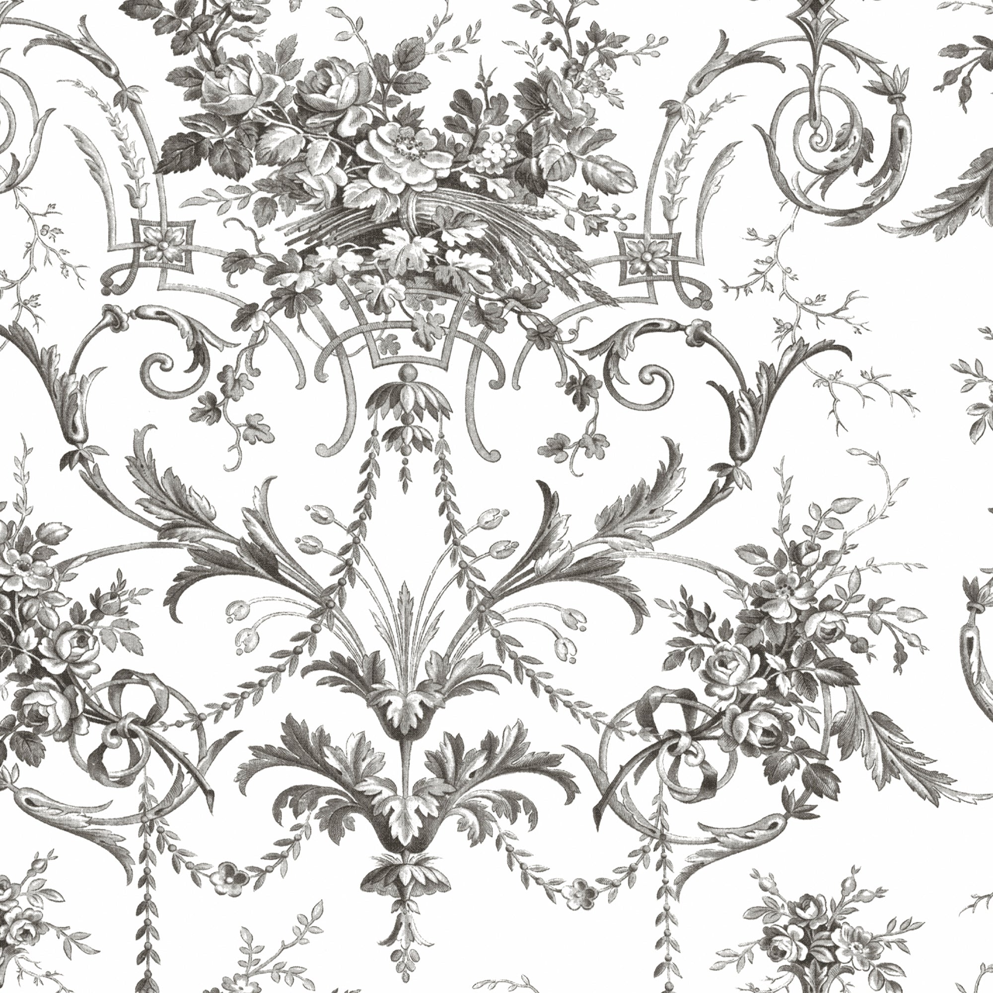 Laura Ashley Tuileries Wallpaper Charcoal Grey