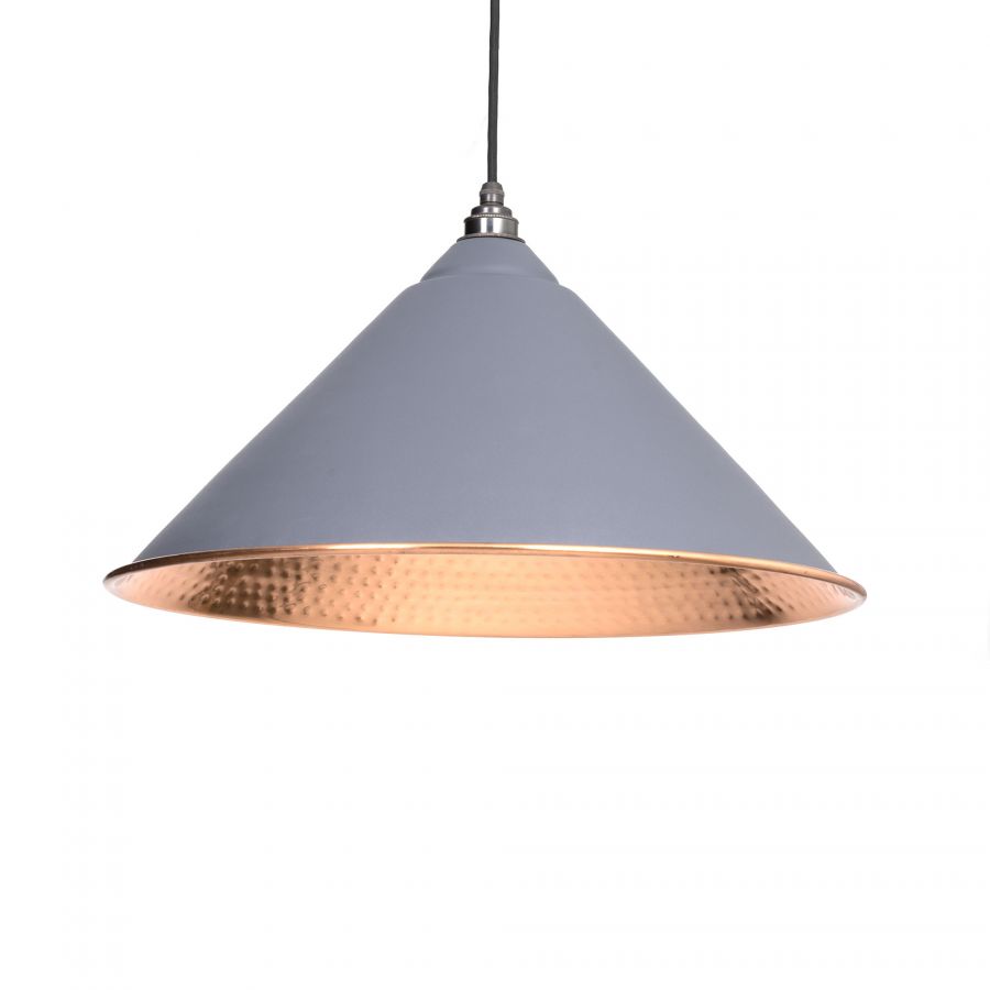 Hockley Pendant in Dark Grey Hammered Copper From the Anvil