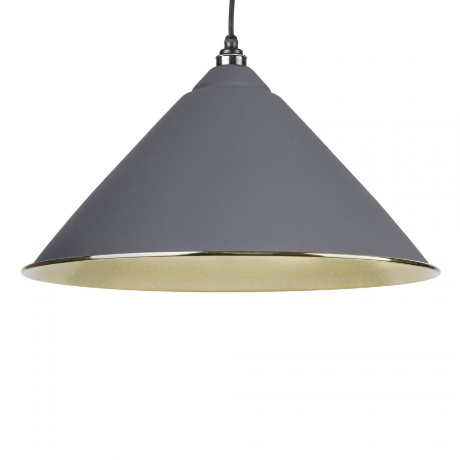 Hockley Pendant in Dark Grey Hammered Brass From the Anvil