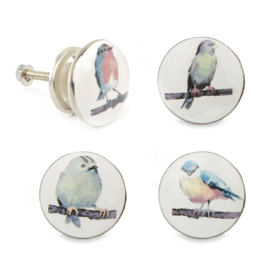 Laura Ashley Garden Birds Ceramic Pull (set of 4)