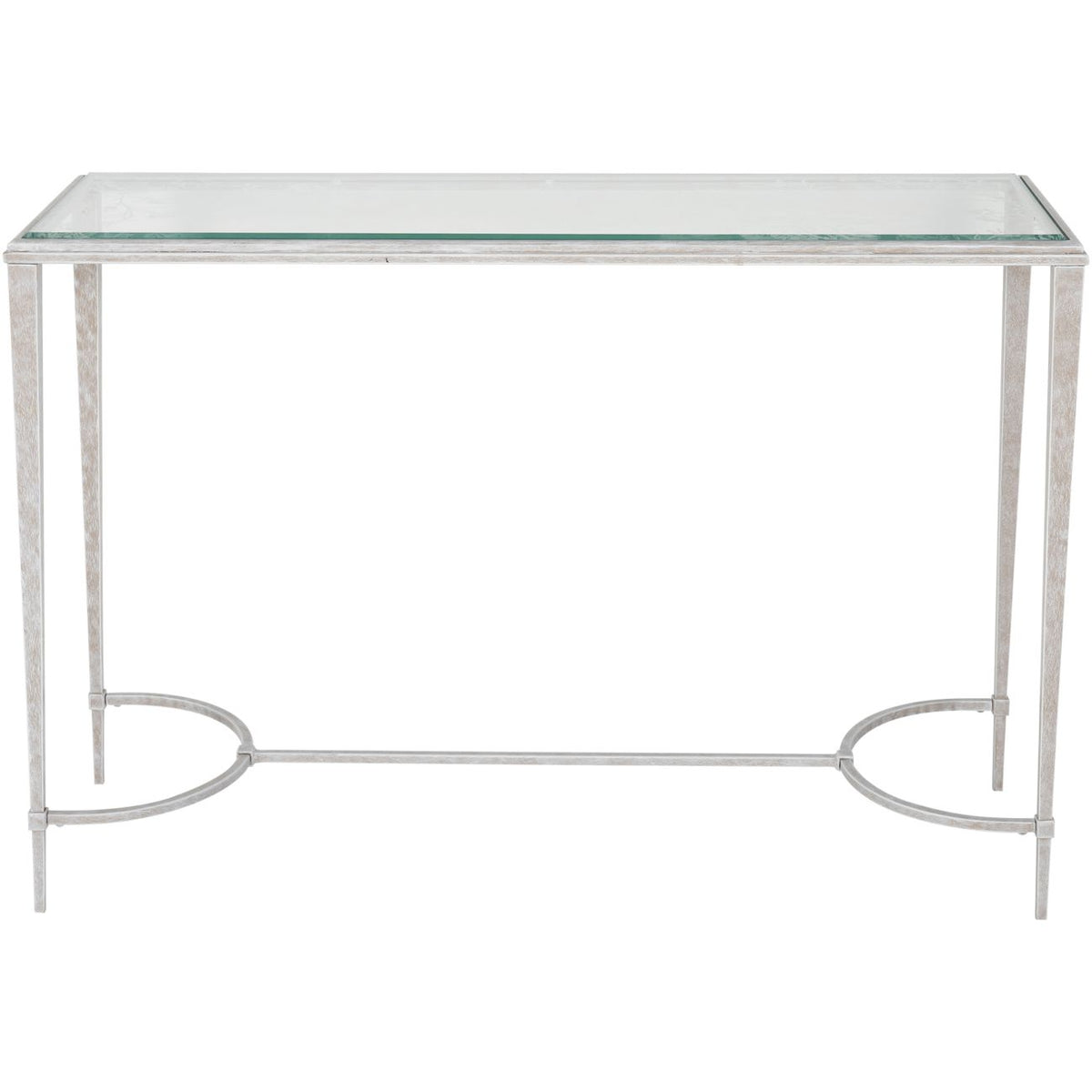 Laura Ashley Aria Etched Glass Distressed White Iron Console Table