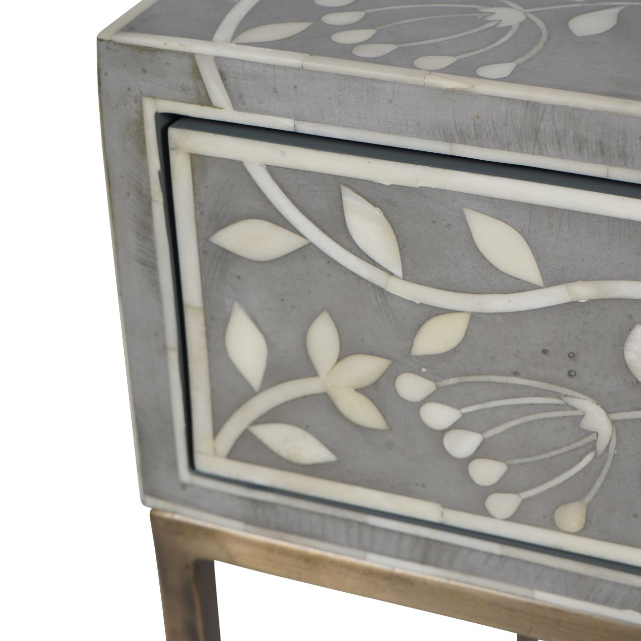Laura Ashley Grey Epsley Side Table With Drawer