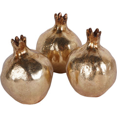 Laura Ashley Gold Set Of Three Pomegranate Decorations