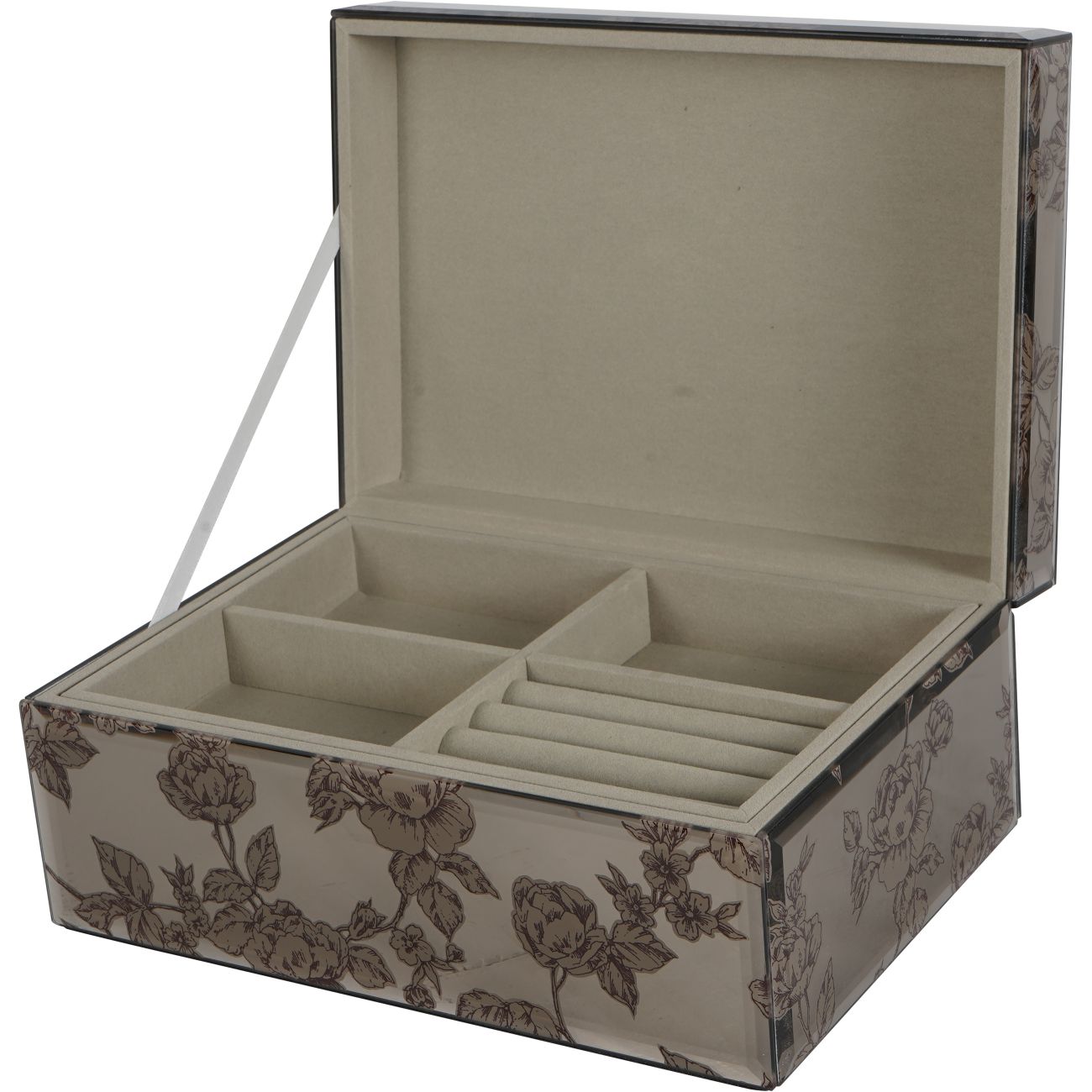 Laura Ashley Truffle Pollington Roses Large Mirrored Printed Jewellery Box