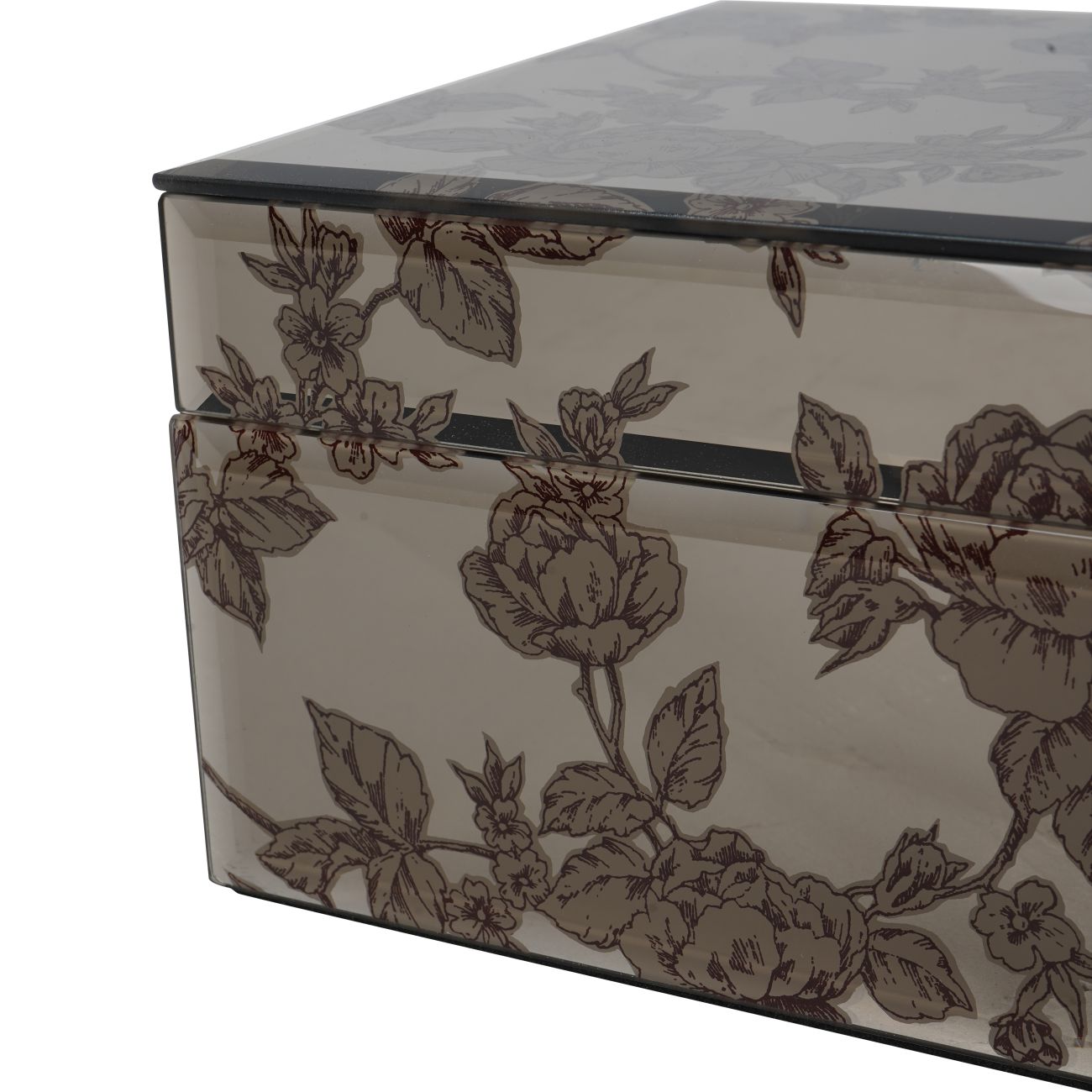 Laura Ashley Truffle Pollington Roses Large Mirrored Printed Jewellery Box