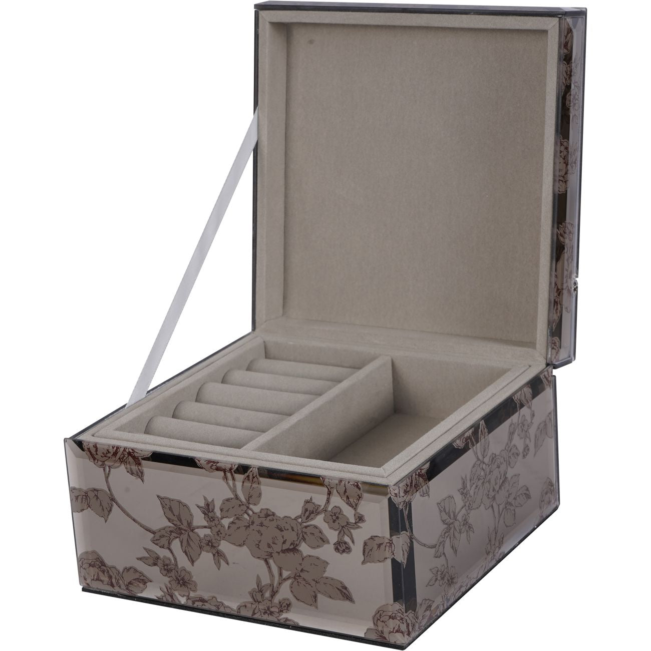 Laura Ashley Truffle Pollington Roses Medium  Mirrored Printed Jewellery Box