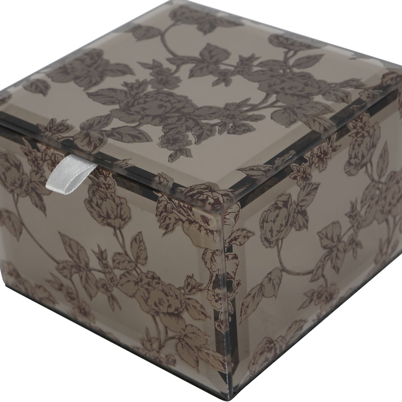 Laura Ashley Truffle Pollington Roses Small Mirrored Printed Jewellery Box