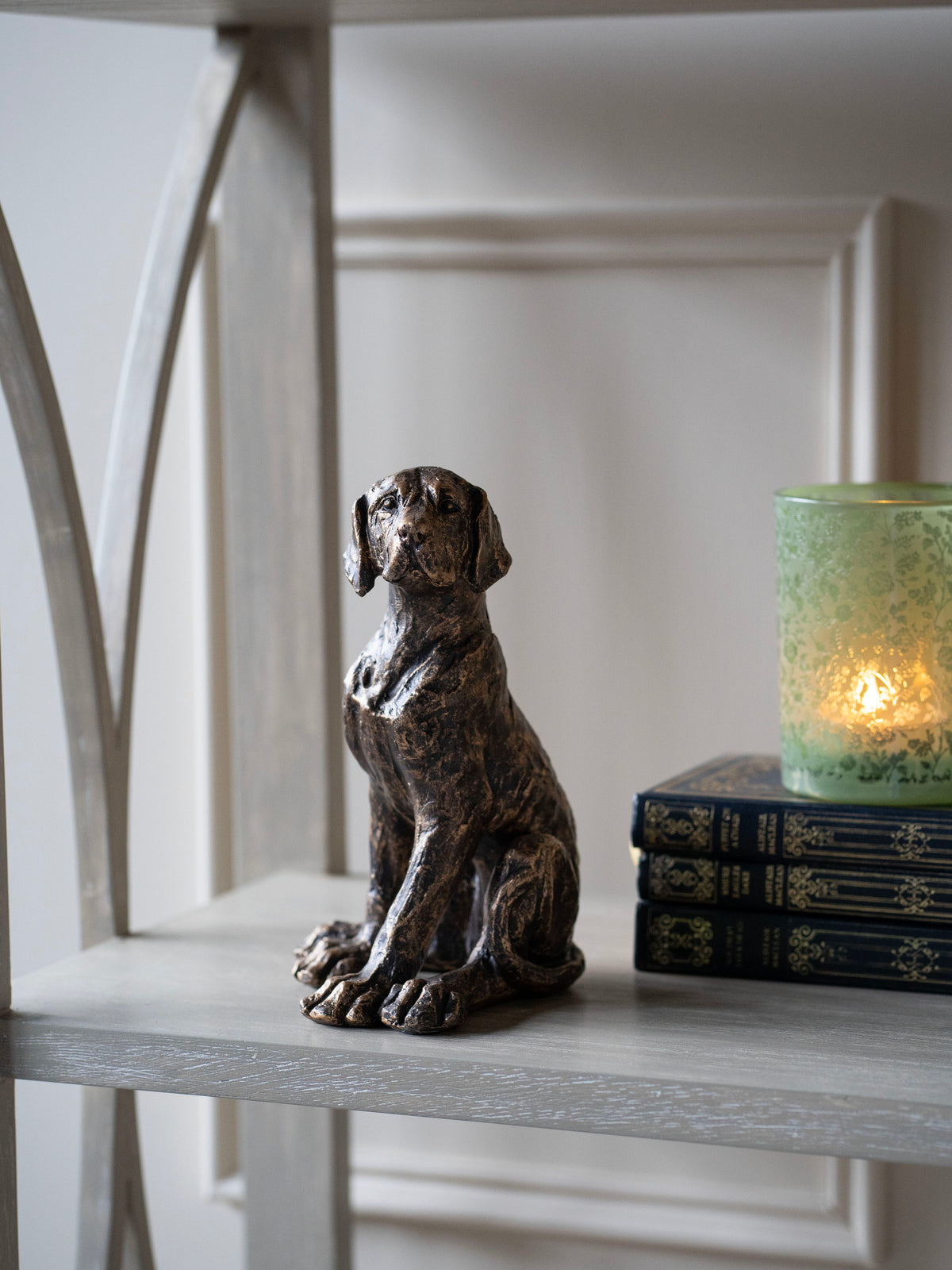 Laura Ashley Bronze Small Sitting Dog Sculpture