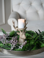 Laura Ashley Natural Wood Deer Candleholder