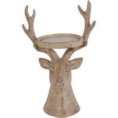 Laura Ashley Natural Wood Deer Candleholder