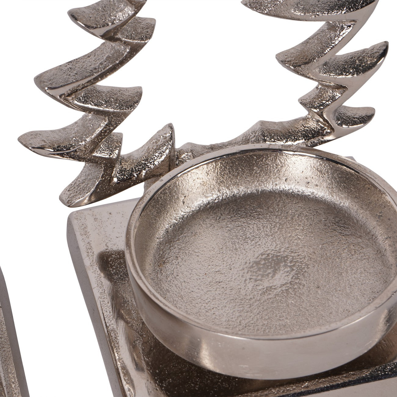 Festive Aluminium Xmas Tree Silver Tealight Holders Set of 3