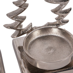 Festive Aluminium Xmas Tree Silver Tealight Holders Set of 3
