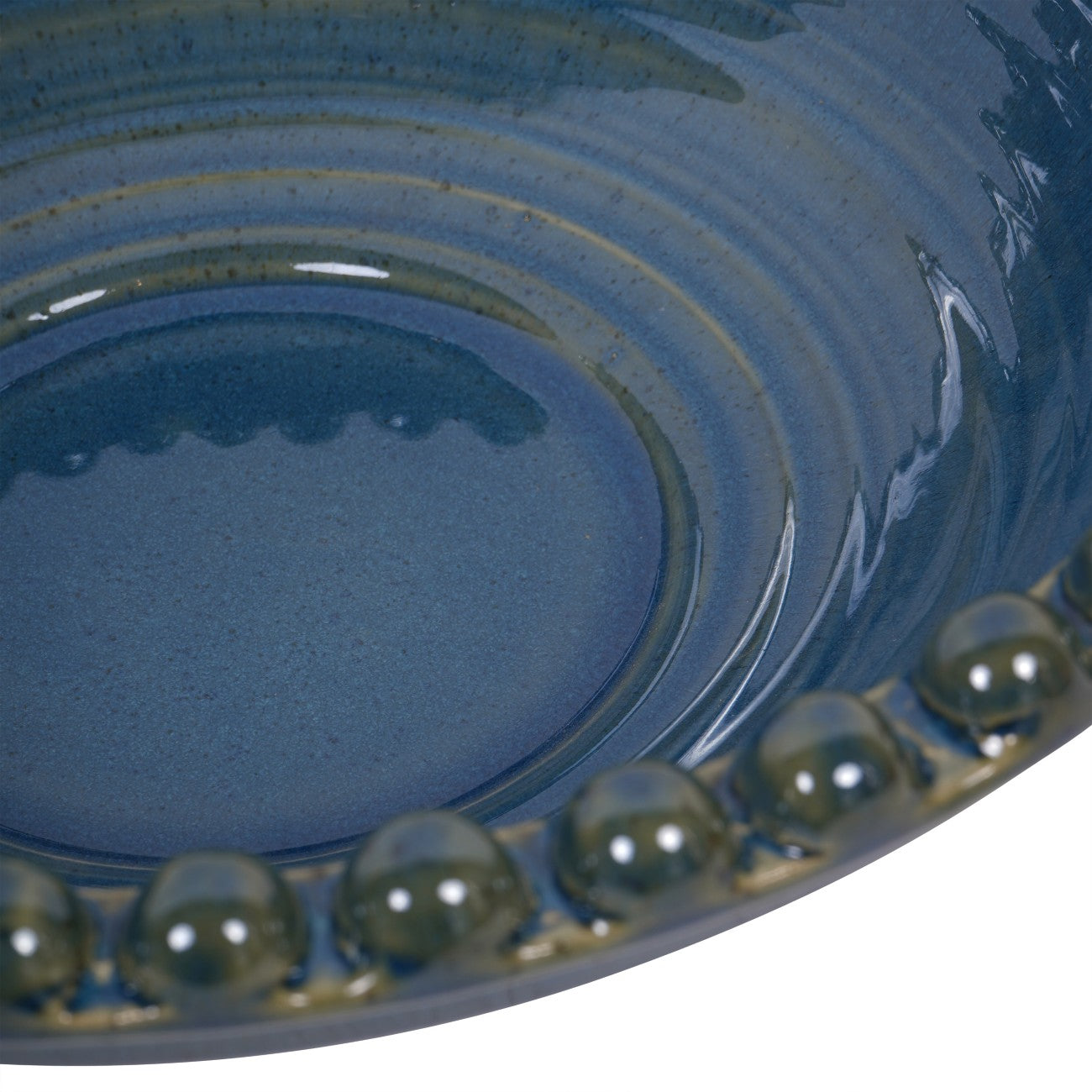 Mediterranean Reactive Glaze Ceramic Bowl Blue Green