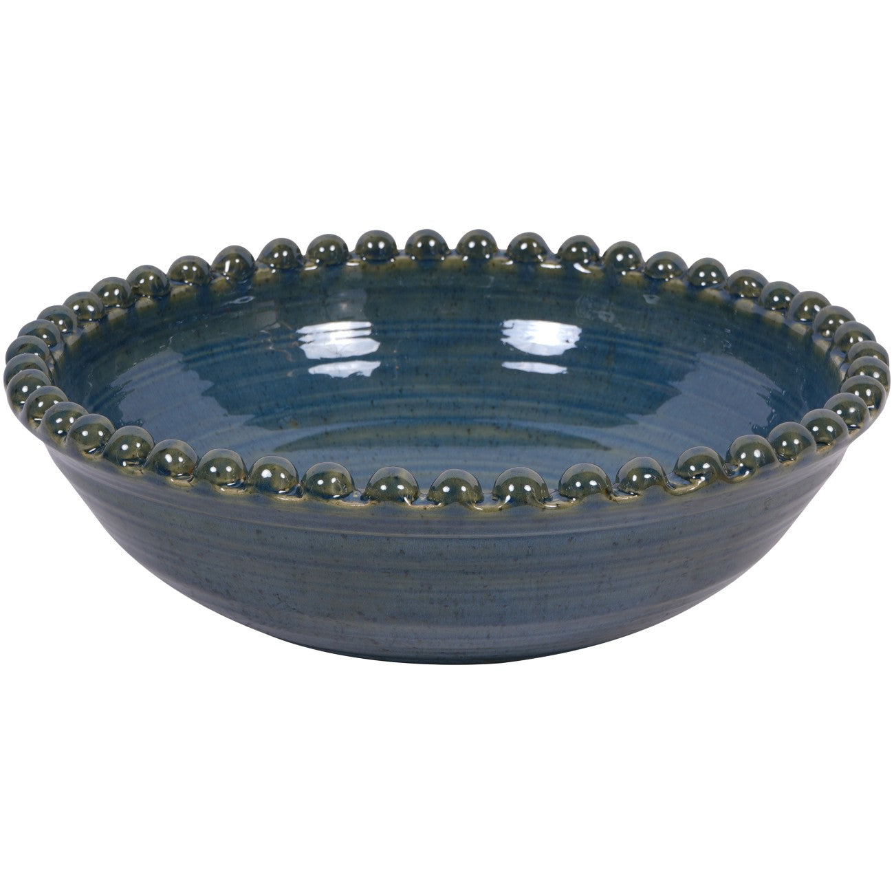 Mediterranean Reactive Glaze Ceramic Bowl Blue Green