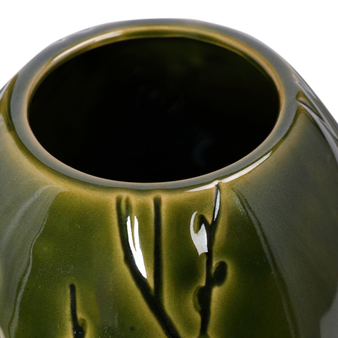 Laura Ashley Large Green Reactive Glaze Pussy Willow Vase
