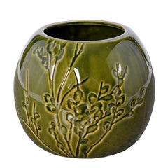 Laura Ashley Small Green Reactive Glaze Pussy Willow Vase