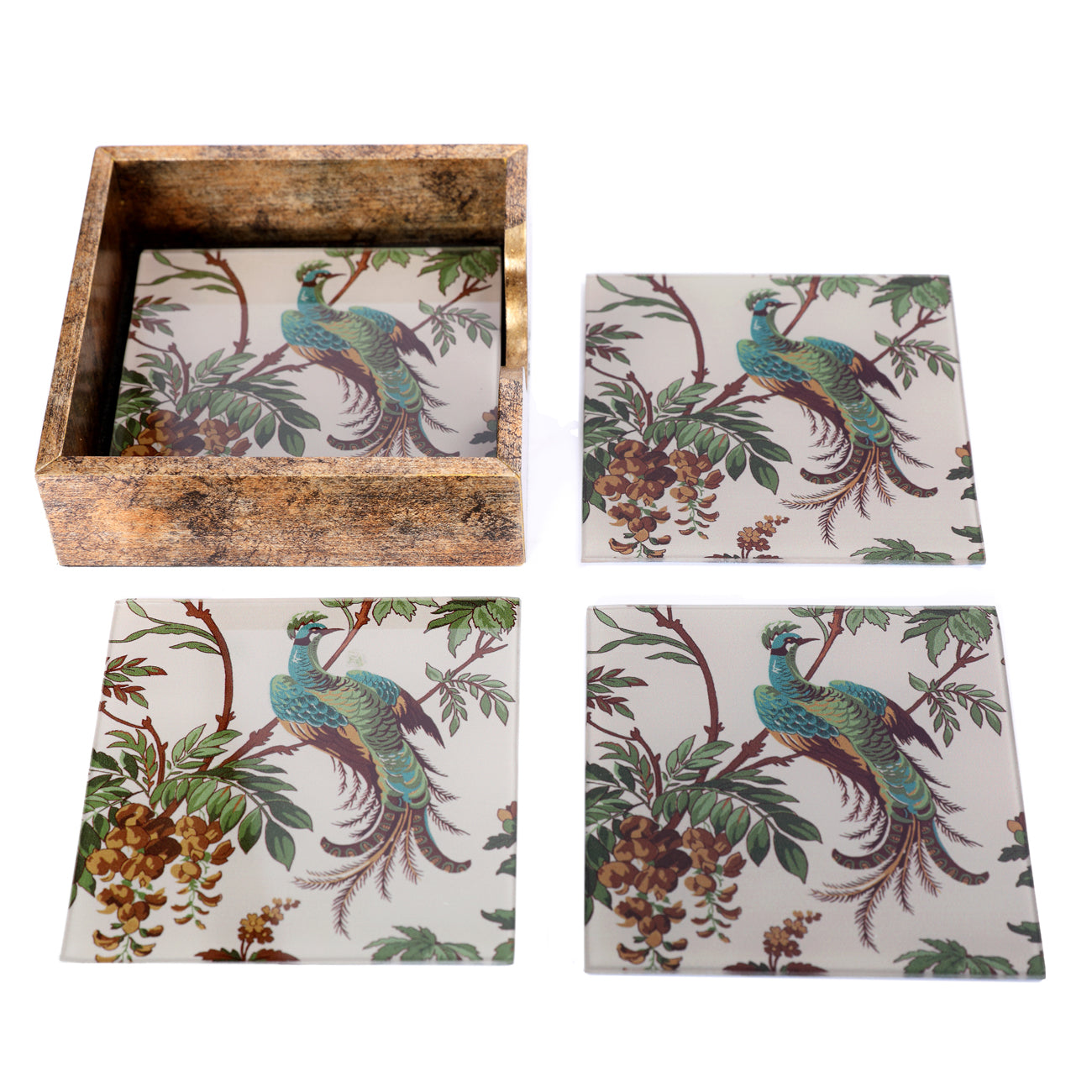 Laura Ashley Attleton Glass Coasters Set of 4