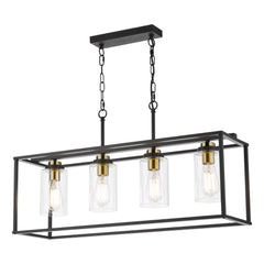 Abel 4 Light Bar Pendant Satin Black and Glass