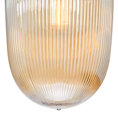 Abrielle Pendant Brushed Bronze and Amber Ribbed Glass