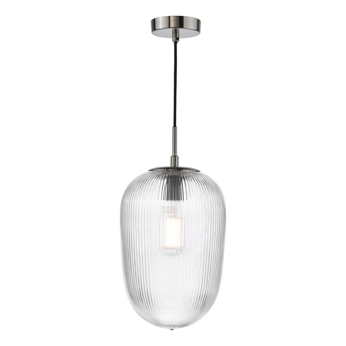 Abrielle Pendant Brushed Nickel and Ribbed Glass