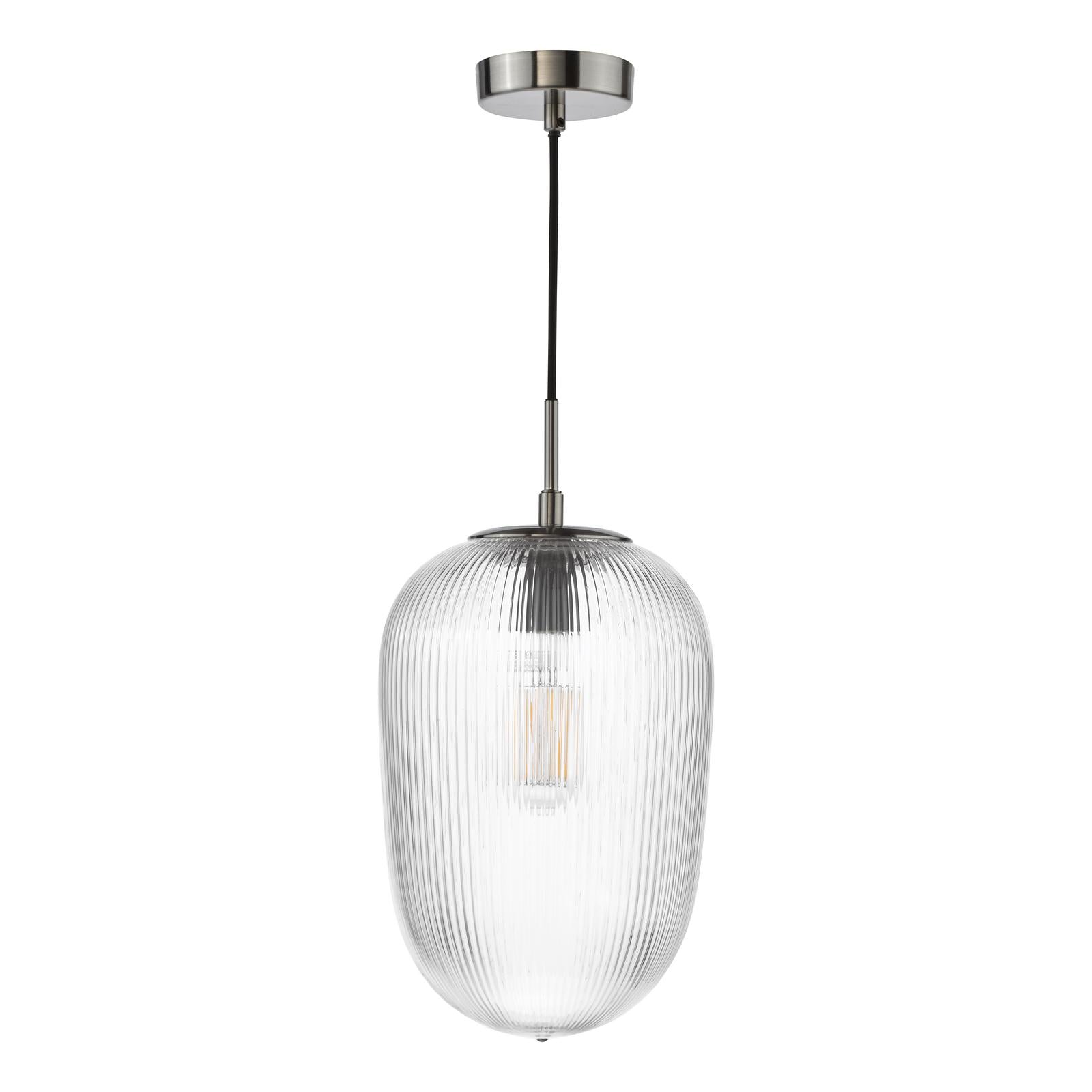 Abrielle Pendant Brushed Nickel and Ribbed Glass