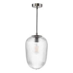 Abrielle Pendant Brushed Nickel and Ribbed Glass