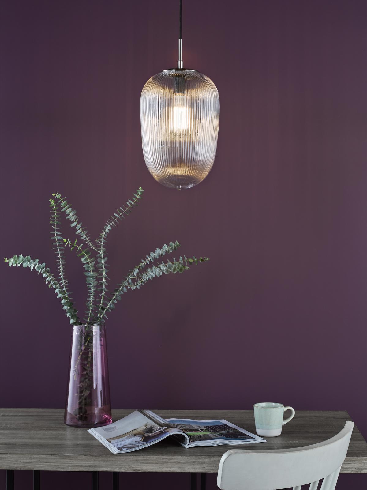 Abrielle Pendant Brushed Nickel and Ribbed Glass
