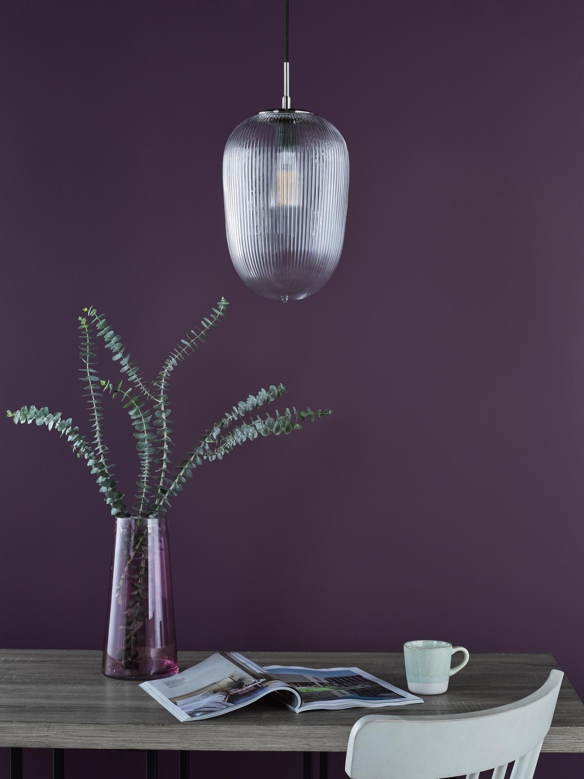 Abrielle Pendant Brushed Nickel and Ribbed Glass
