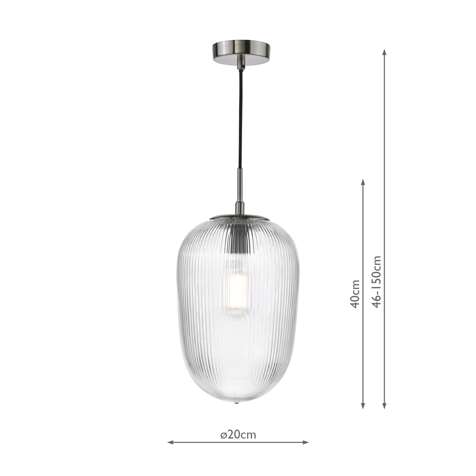 Abrielle Pendant Brushed Nickel and Ribbed Glass