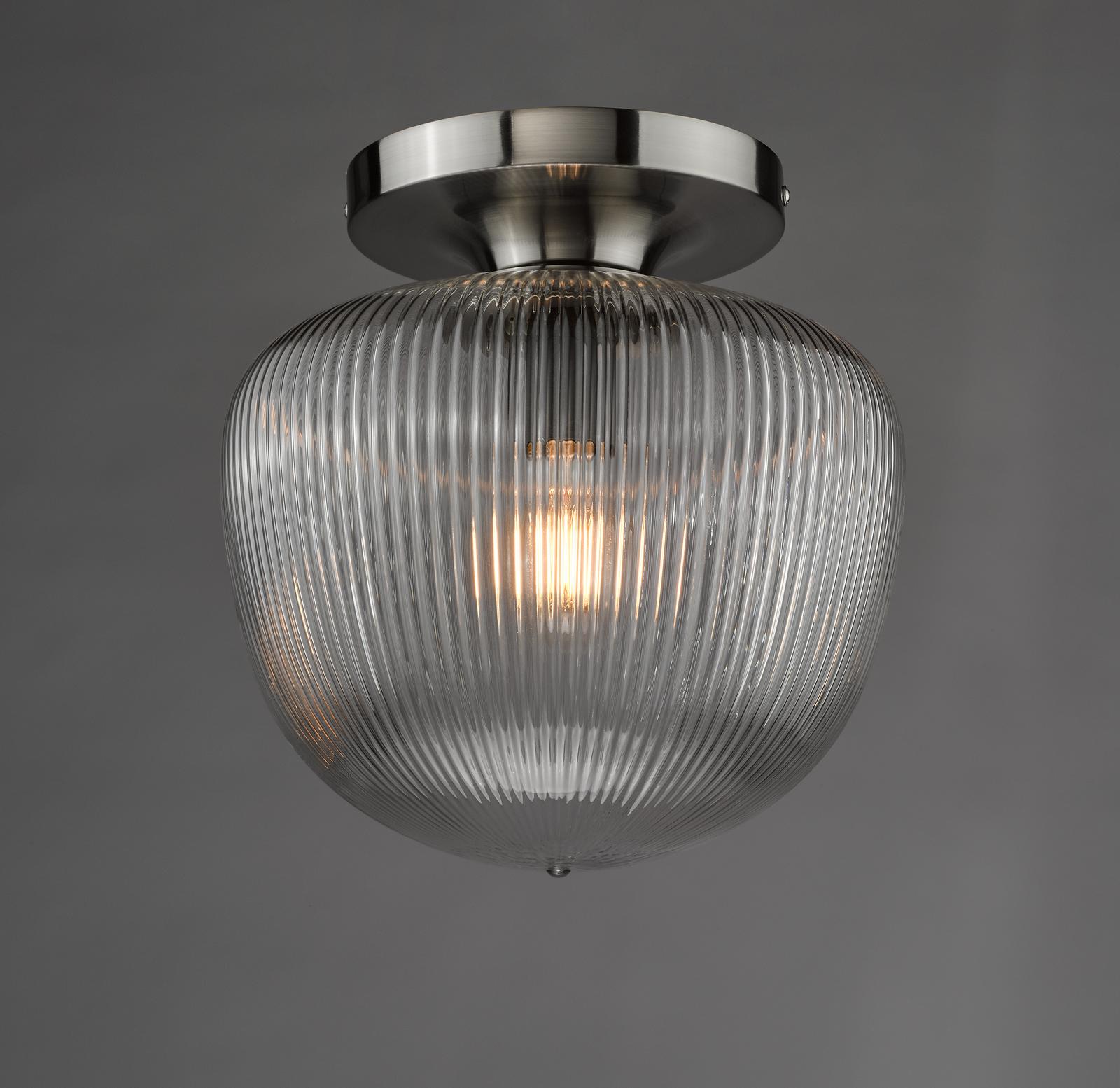 Abrielle Flush Brushed Nickel and Ribbed Glass