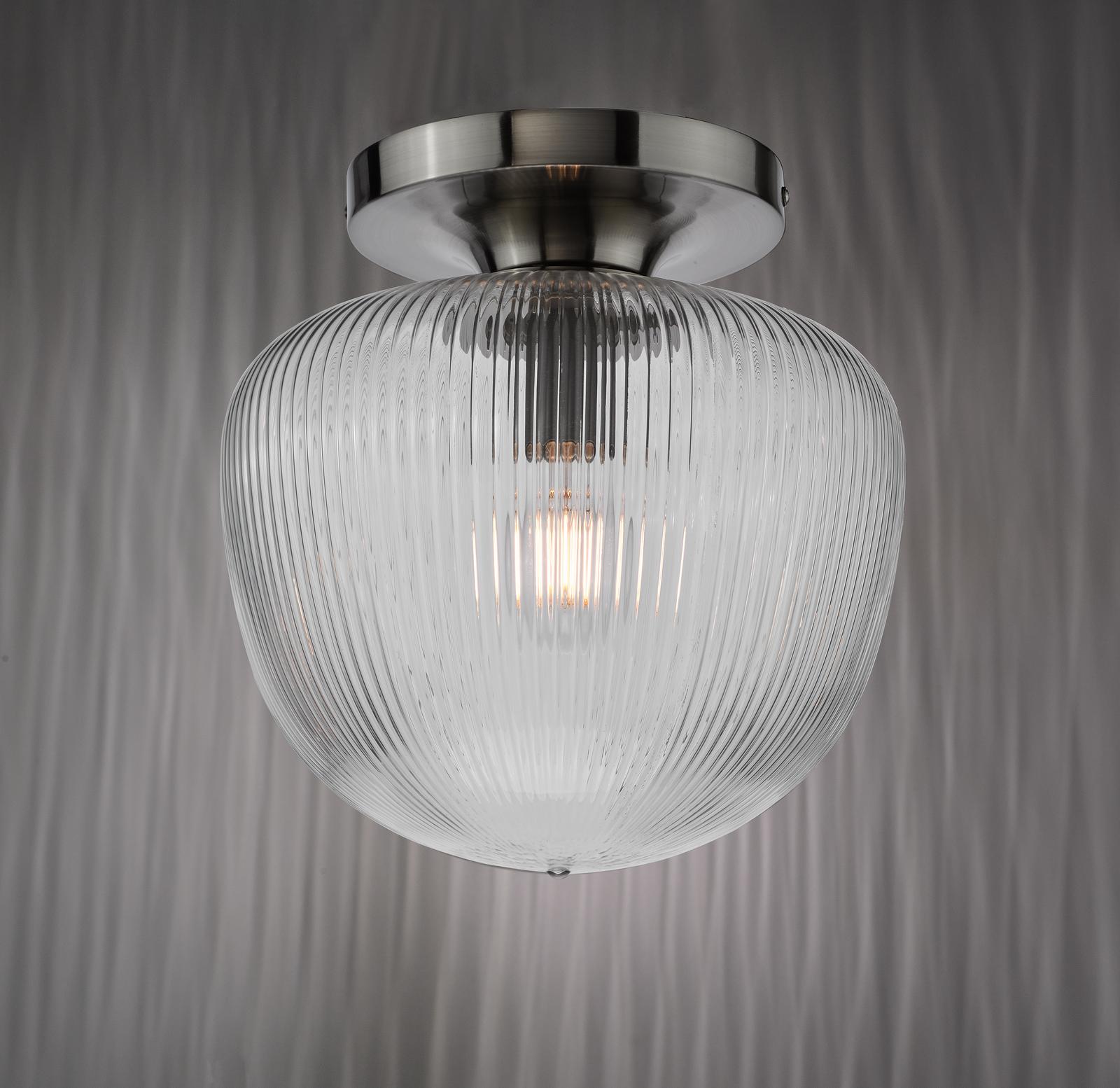 Abrielle Flush Brushed Nickel and Ribbed Glass