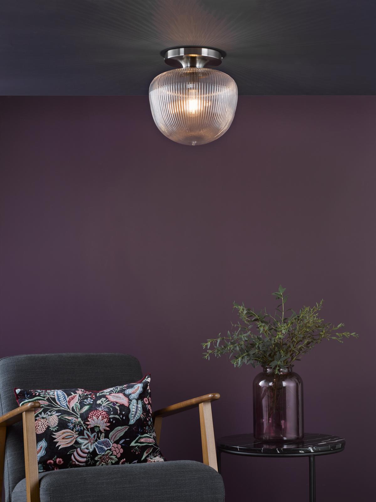 Abrielle Flush Brushed Nickel and Ribbed Glass