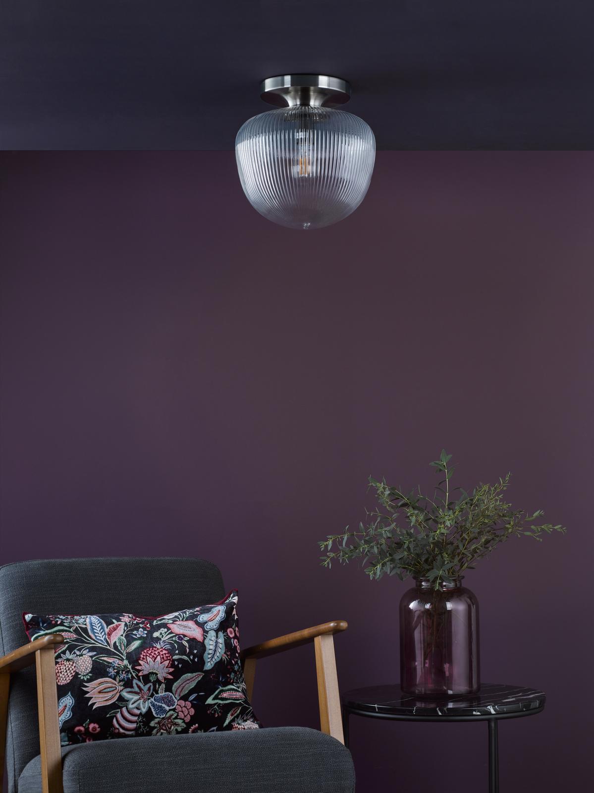 Abrielle Flush Brushed Nickel and Ribbed Glass