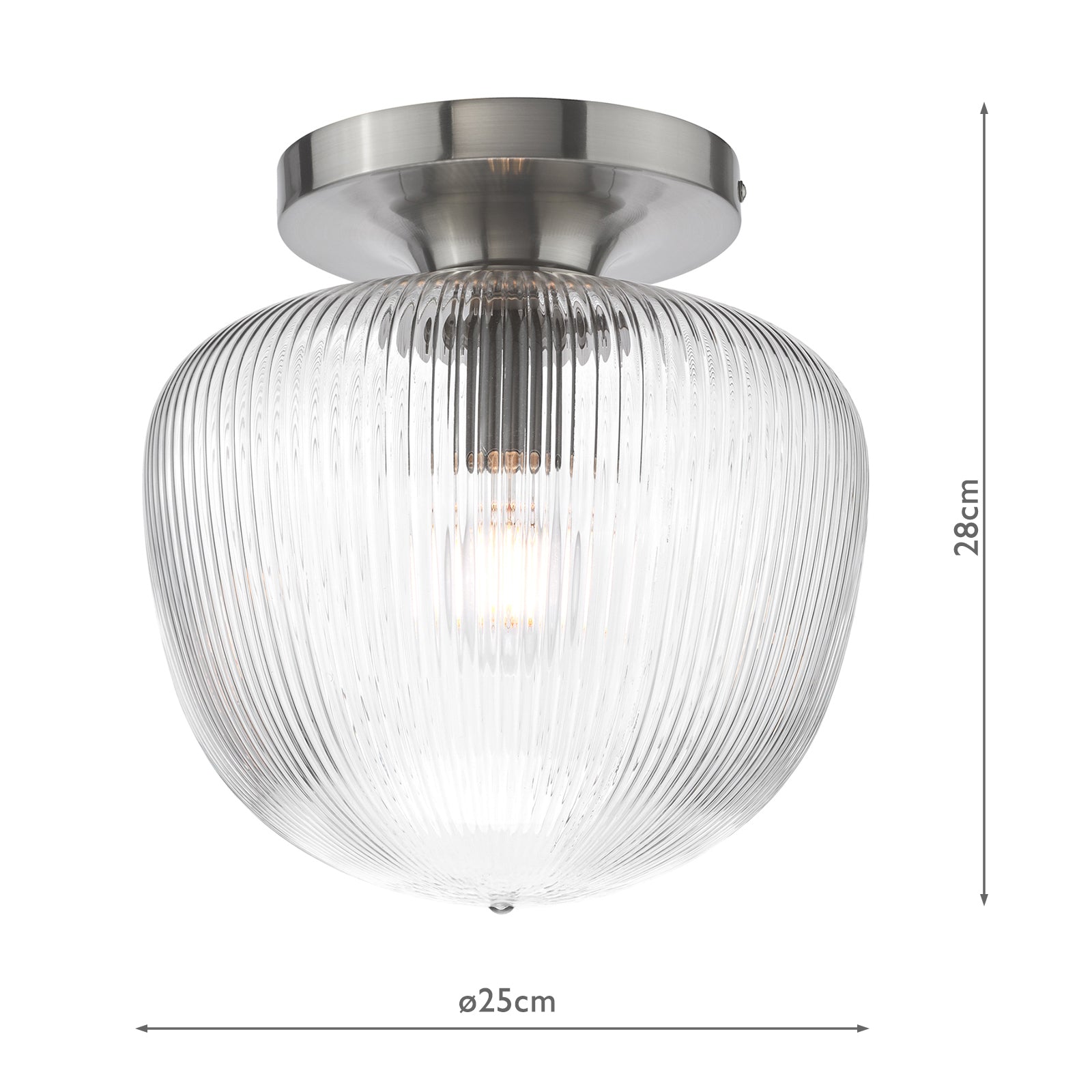 Abrielle Flush Brushed Nickel and Ribbed Glass