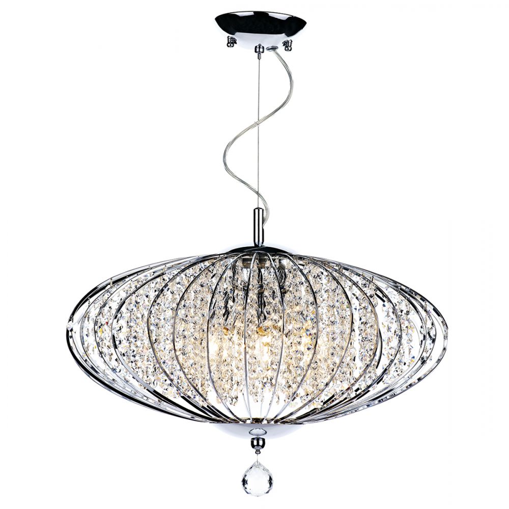 Adriatic 5 Light Pendant Polished Chrome And Faceted Crystal