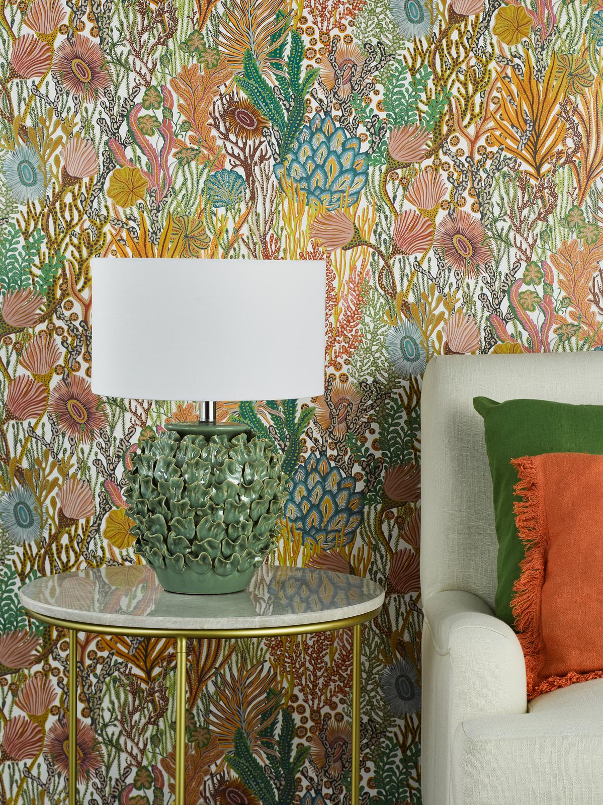 Ailsa Ceramic Table Lamp Green With Shade
