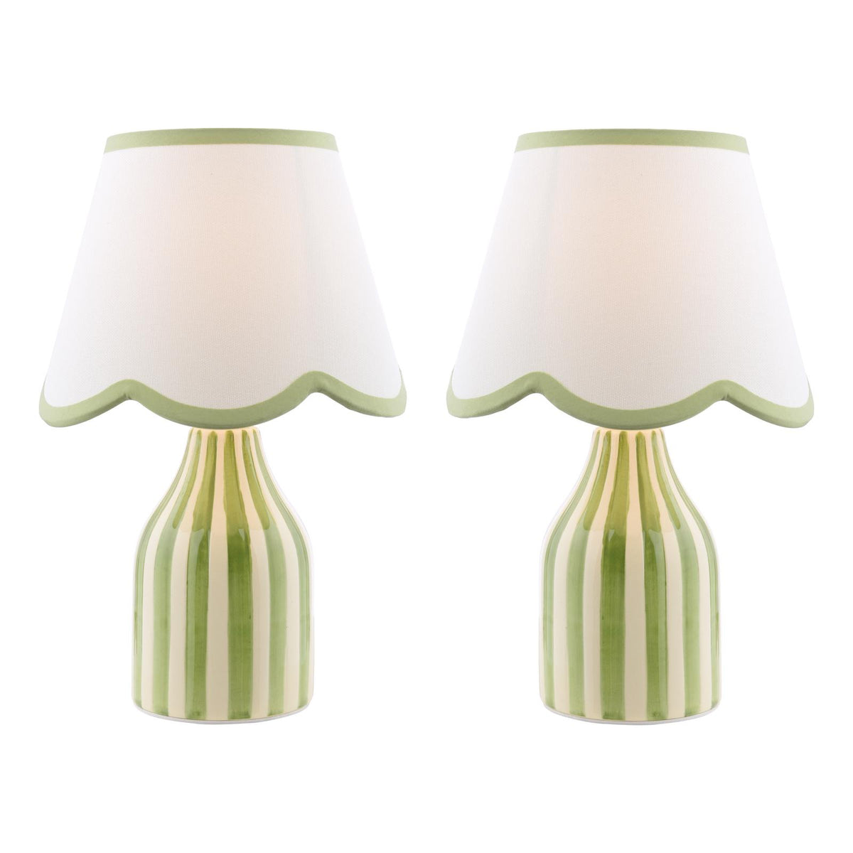 Aimee Twin Pack Table Lamp Green Ceramic With Shade